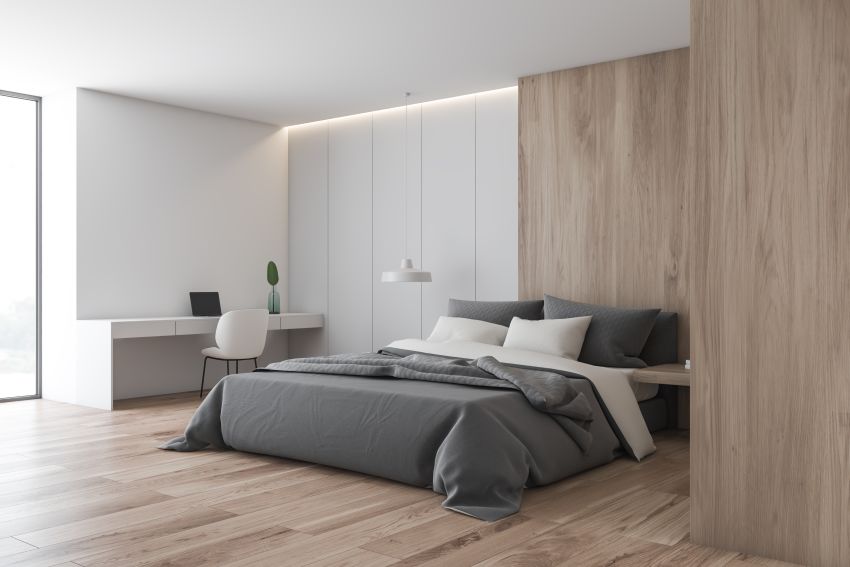 Pures Design: Schreibtisch im Schlafzimmer