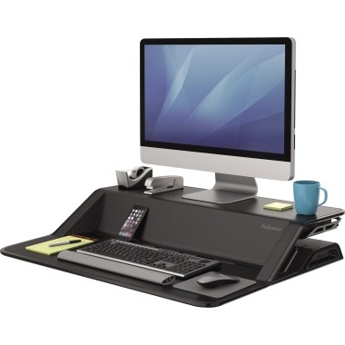 Einstecken und arbeiten: Fellowes Sitz-Steh-Workstation Lotus 0007901 schwarz
