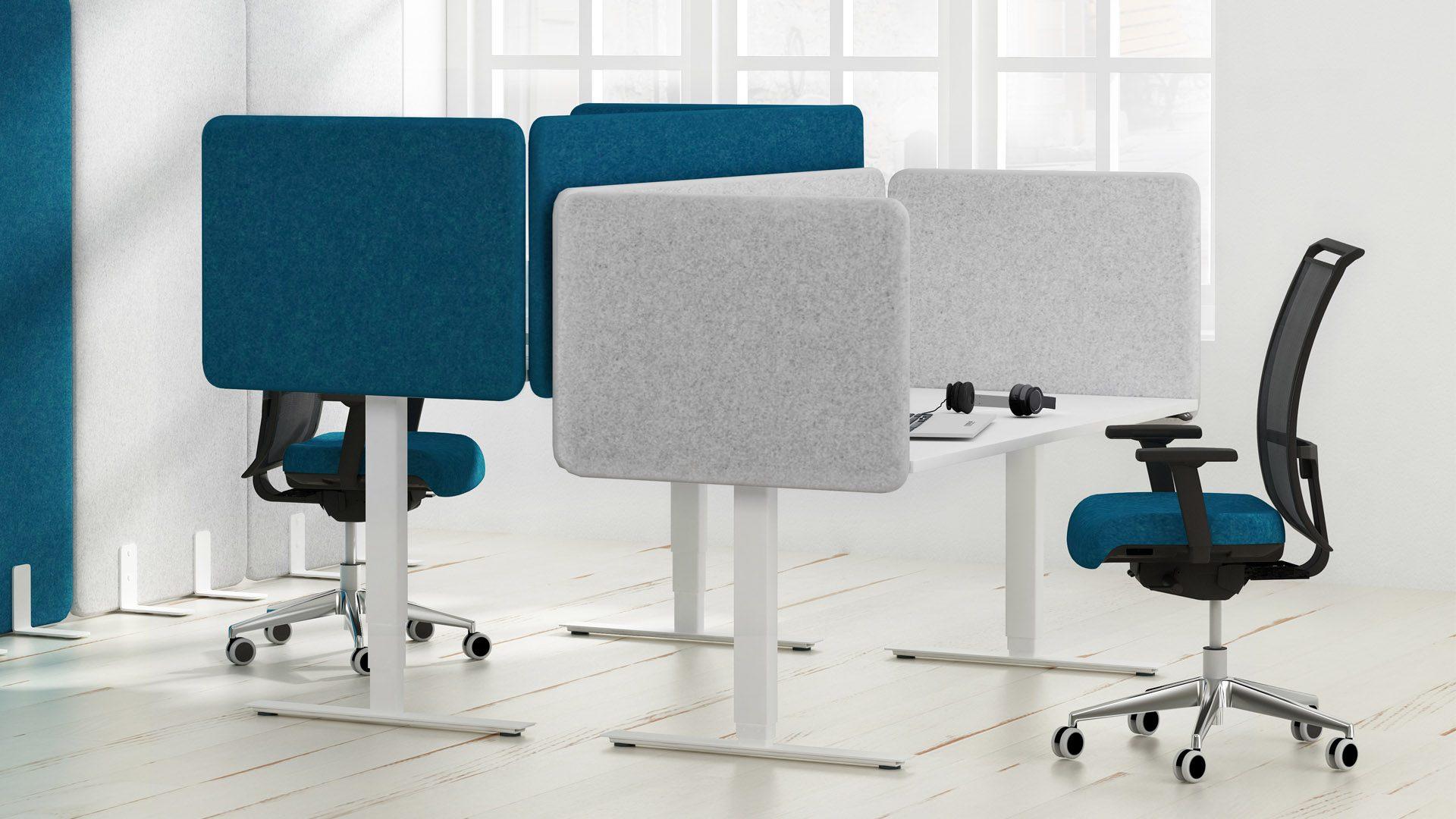 akustische Hintertischwand Universal höheneinstellbar Höhe 59,5 cm - Schallschutz im Großraumbüro