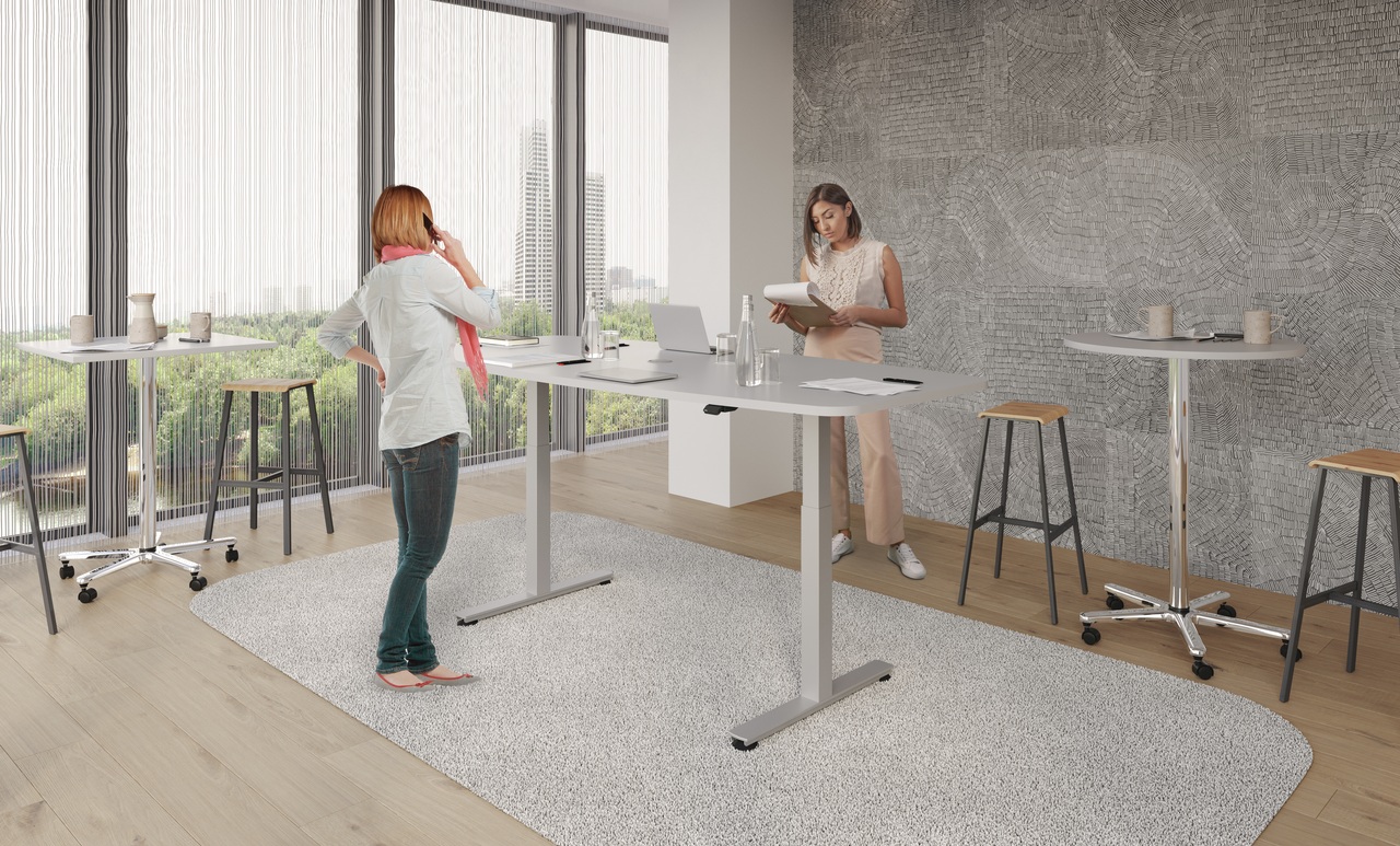 Hammerbacher Meeting Sitz-Stehtisch XMST22 mit Tast-Schalter Höhe 71–120cm