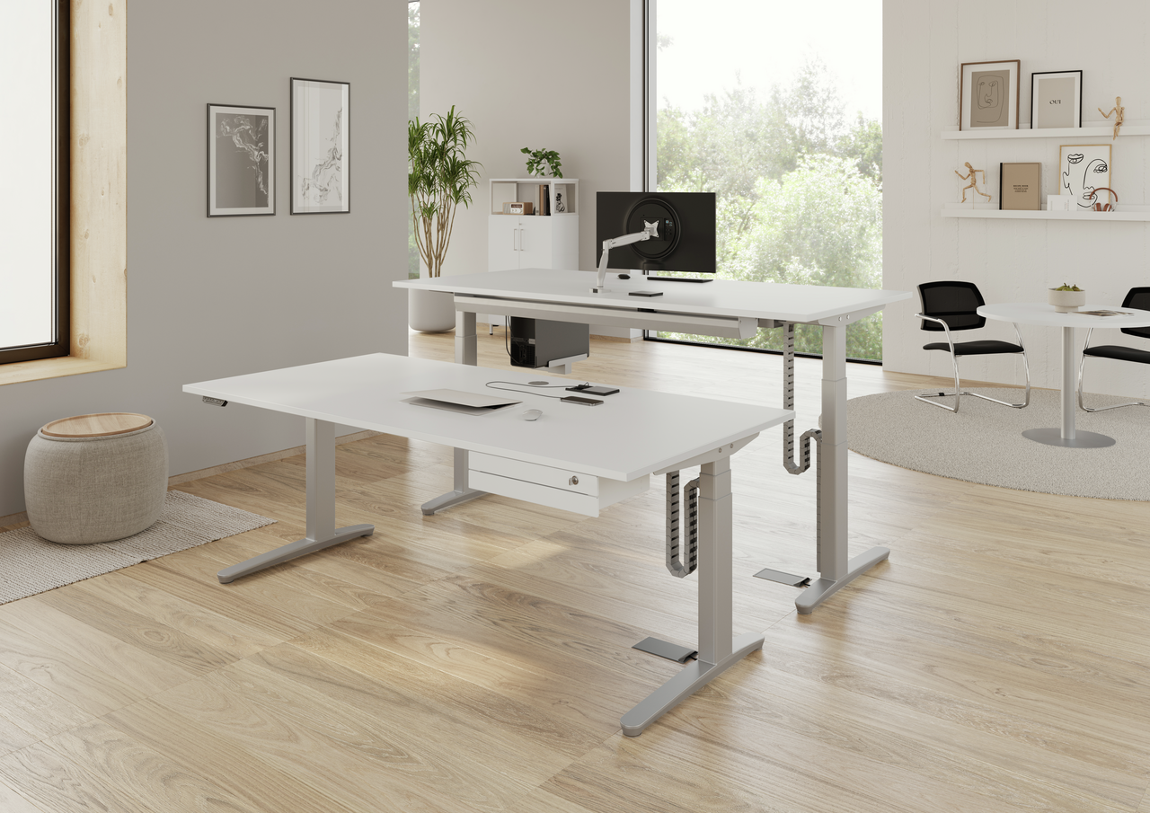Hammerbacher Schreibtisch elektrisch VXBHM2E Breite 200 cm x Tiefe 100cm ohne verkettung