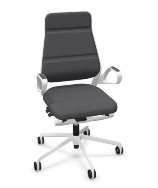 König+Neurath Drehstuhl Low back Gestell weiß Nappaleder grau (Elefant)