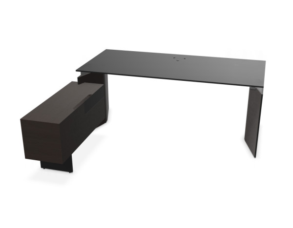 MOVE&LEAD Sitz-Steh-Schreibtisch + Standcontainer Fenix schwarz - Innen: Esche d´braun lackiert