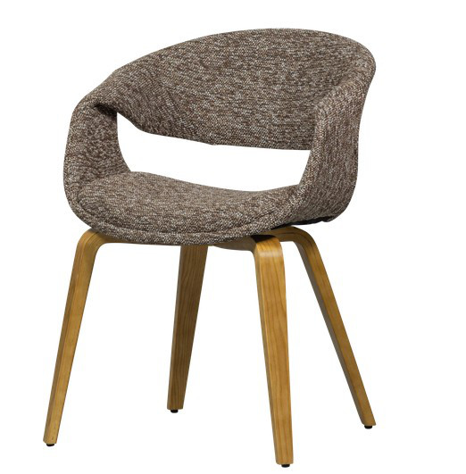 YOSSI Esszimmerstuhl sand mit Holzbeinen natur, Sitz braun