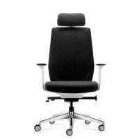 Ergonomischer Bürodrehstuhl weiß mit hoher Rückenlehne | Grau