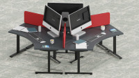 Schreibtischgestell OraXF120 elektrisch höhenverstellbar120° Eckdesign Cockpit-Form