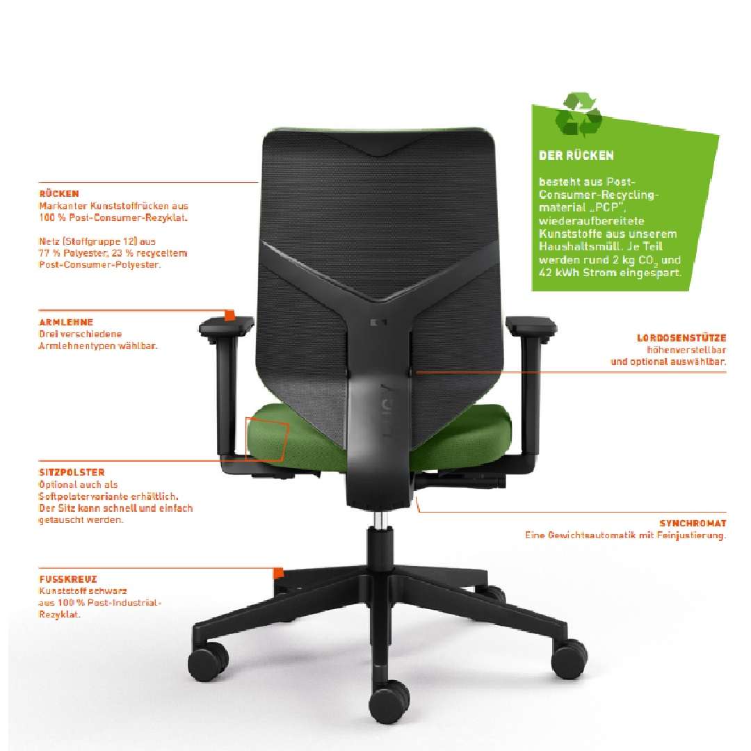 Hug.Y Ergonomischer Bürostuhl – Bequem, Nachhaltig & Flexibel Fürs Homeoffice | Bürodrehstuhl Mit Synchronmechanik