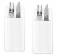 Bestecktaschen, 32 x 40 cm, weiß, 1/8-Falz, 50 Stück Bestecktaschen, 32 x 40 cm, weiß, 1/8-Falz, 50 Stück