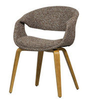 YOSSI Esszimmerstuhl sand mit Holzbeinen natur, Sitz braun