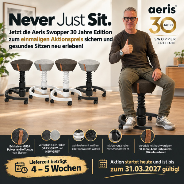 Aeris 30 Jahre Swopper 102 MUSA Stoffbezug weiß/schwarz Rollen