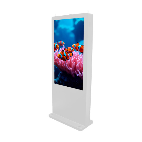 Outdoor Info-Stele 55" mit Sicherheitsglas inkl. Mediaplayer & CMS – Weiß