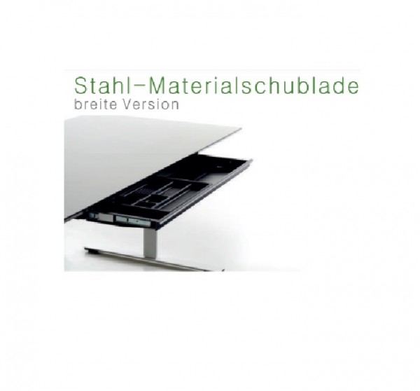 Stahl-Materialschublade, groß mit Schloss, 820mm