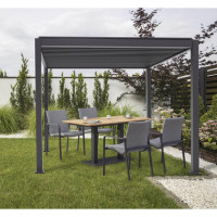 BEST Überdachung Cadiz 360x720 cm – wetterfeste Aluminium-Terrassenüberdachung mit Lamellendach in Anthrazit