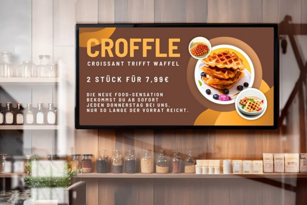 49" Schaufenster-Display mit Sicherheitsglas & Mediaplayer & CMS