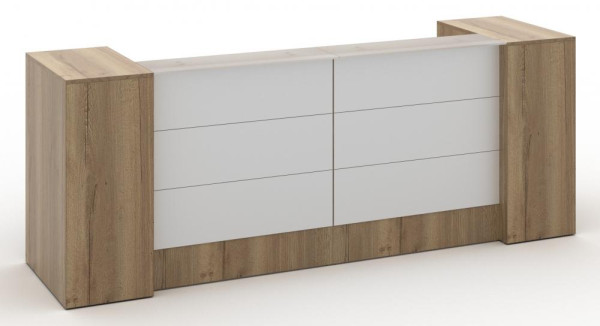 Milchglas Thekenanlage mit zwei Container Breite 288 cm weiss Halifax