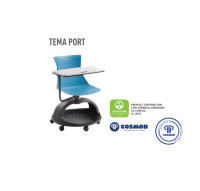 TEMA POR 120 Schul Drehstuhl mit Tablar BxTxH 65x65x85 cm in 5 Farben