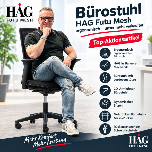 HÅG Futu Mesh 1100-F001 Bürostuhl 2D-Armlehne | Büropiraten