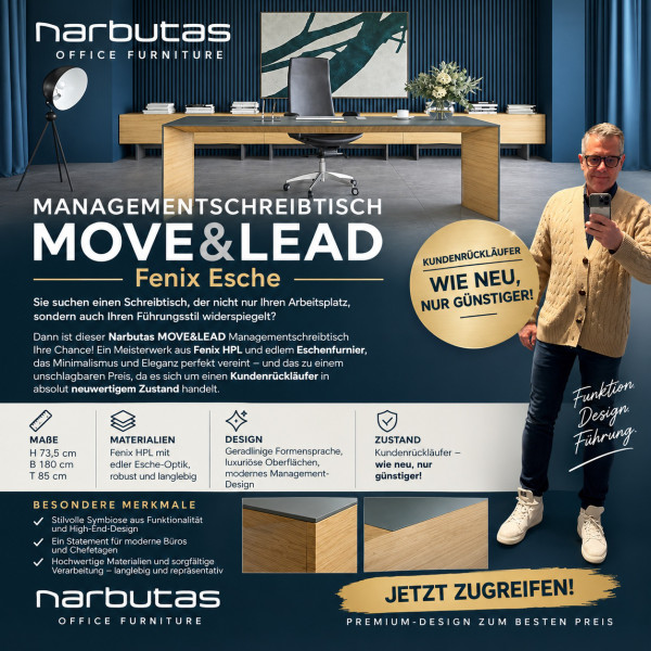 Narbutas MOVE&LEAD Schreibtisch Fenix Esche kaufen | Büropiraten