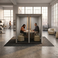 bosselino quattro - Meetingbox mit Tisch BxTxH 1909x1901x2155mm mit Puff