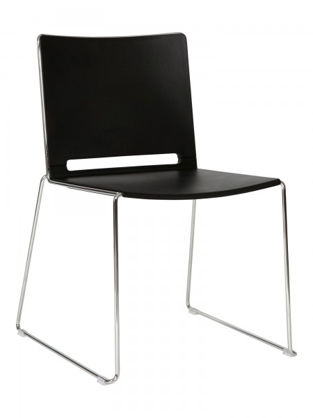 Konferenzstuhl auf Kufe Modell Lillefjord stapelbar verchromt schwarz oder weiß