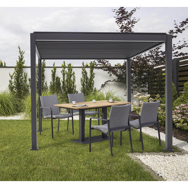 BEST Überdachung Cadiz 360x720 cm – wetterfeste Aluminium-Terrassenüberdachung mit Lamellendach in Anthrazit