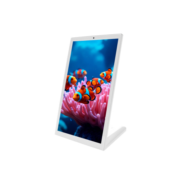 Tisch-Display 14" Hochformat mit Touchscreen – Weiß