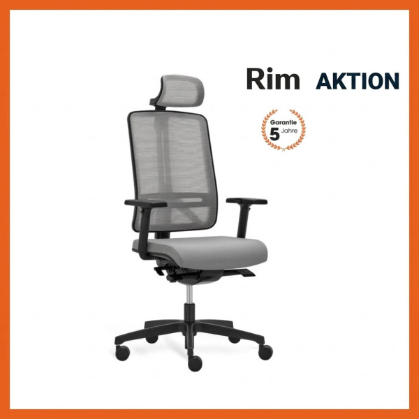 RIM FLEXi 1104 Komfort Drehstuhl Nackenstütze Armlehne schwarz Netz grau 432