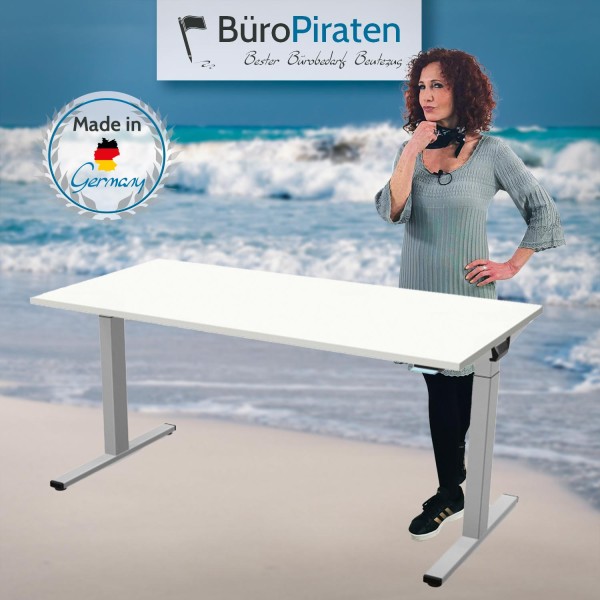 WINEA STARTUP 2.0 Motortisch Basic Line Breite 120cm, Tiefe 80 oder 90cm Höhe 65-130cm Kabelkanal