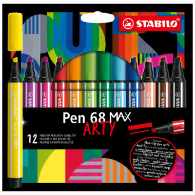 STABILO Pen 68 MAX Filzstifte – 12er Set – 1,5 mm – sortiert